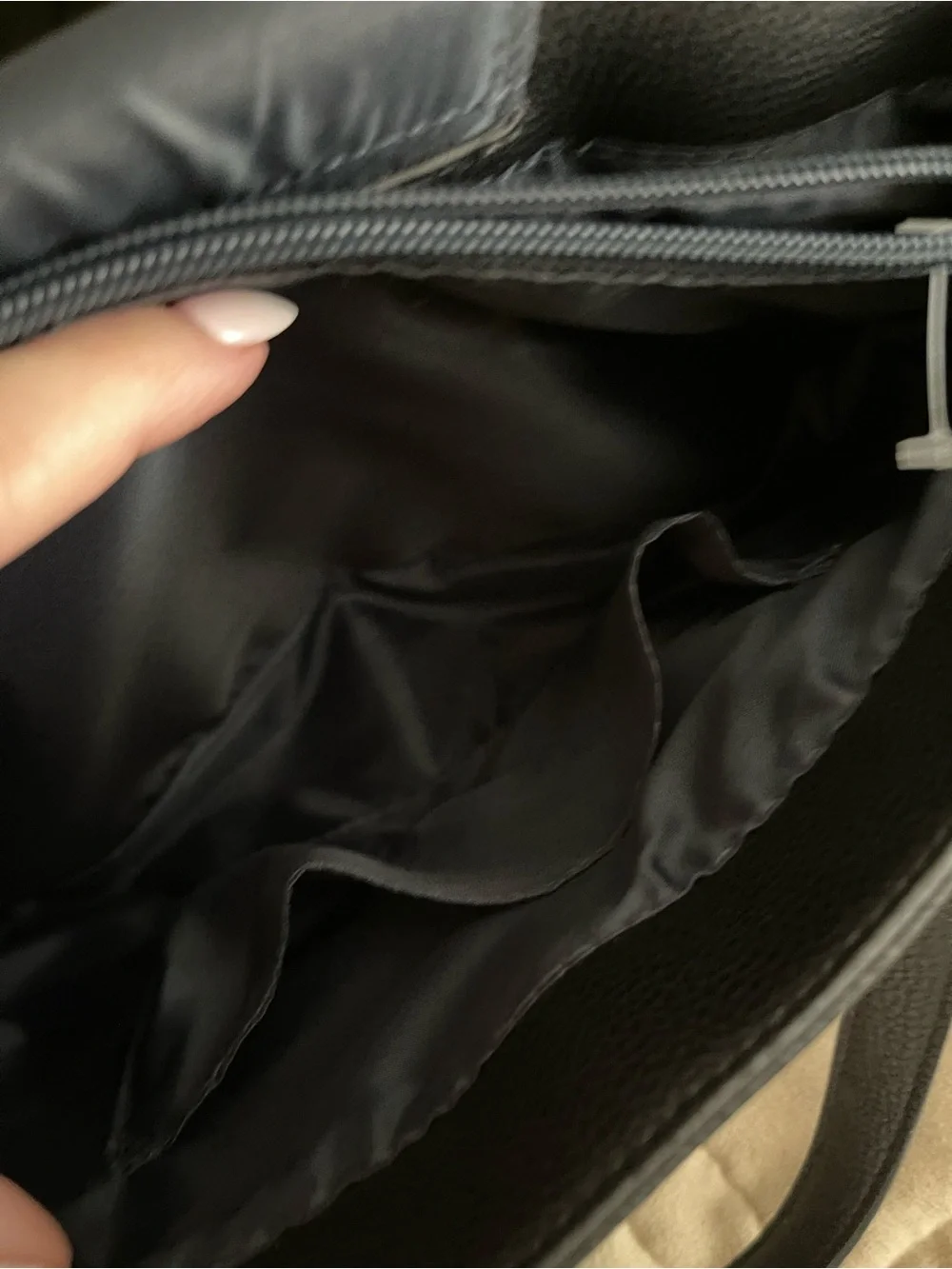 Tommy Hilfiger Black Pebbled Leather Satchel with Gold Hardware